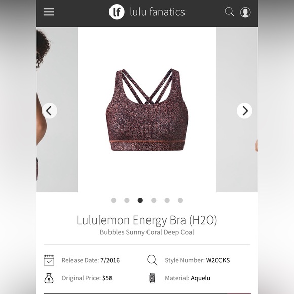 NWT Lululemon Energy Bra (H2O), Bubbles Sunny Coral Deep Coal. Gym/Swim, UPF 50+ - Picture 3 of 13